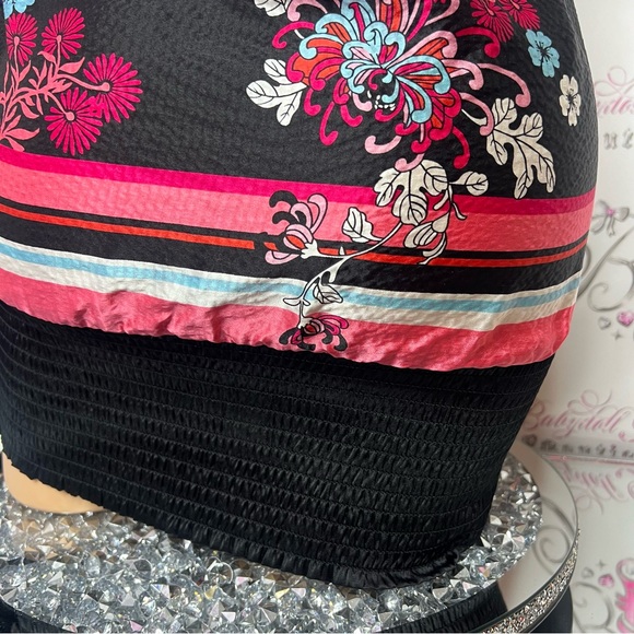 Bebe silk one shoulder bat wing scarf sleeved top shiny metallic multicolor - Picture 9 of 16